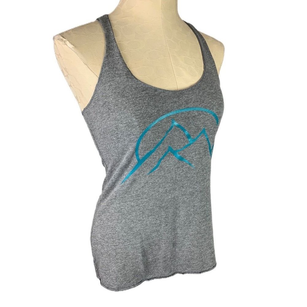 Small Women's Gray Soft Racerback Tank Top "The Gravity Vault"